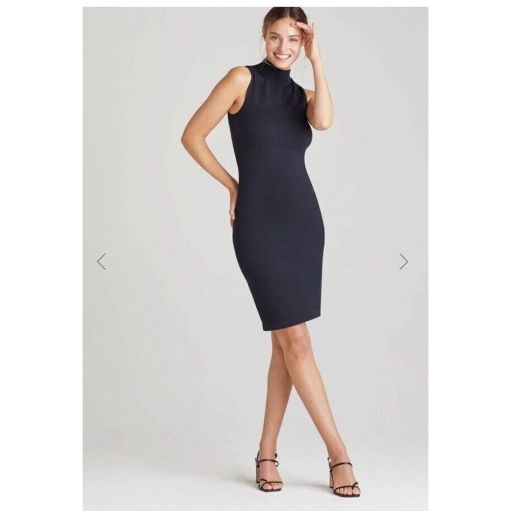 Yummie Black Smoothing Tank Dress Sleeveless Bodycon Mock Neck Size Medium NWT